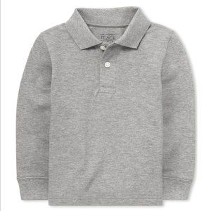 The Children's Place Toddler Uniform Long Sleeve Pique Polo - Gray